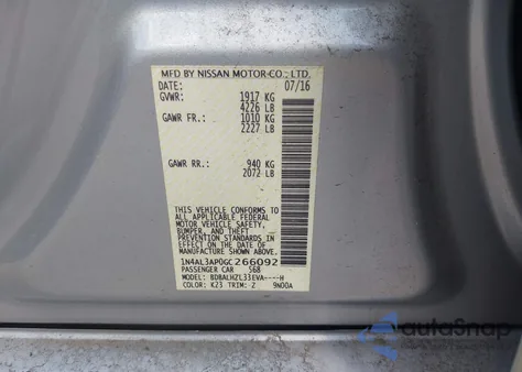 2016 Nissan Altima 2.5 Sr из США, поврежденный, VIN 1N4AL3AP0GC266092